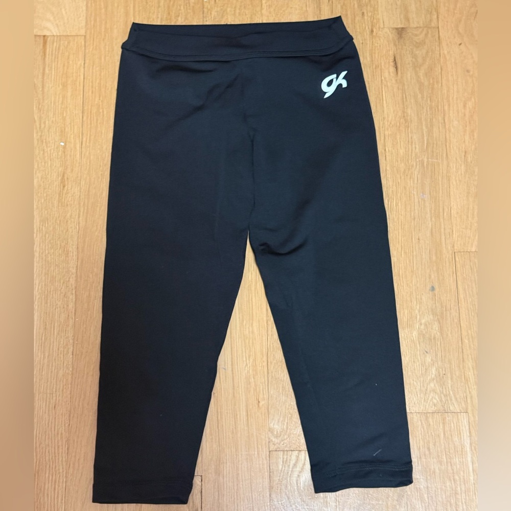 Women’s Gk Elite Black Capri Gymnastics Workout Leggings Adult Medium Like New